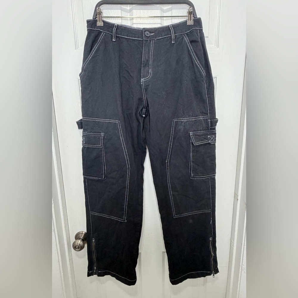 BoohooMan Black Cargo Pants- size 34